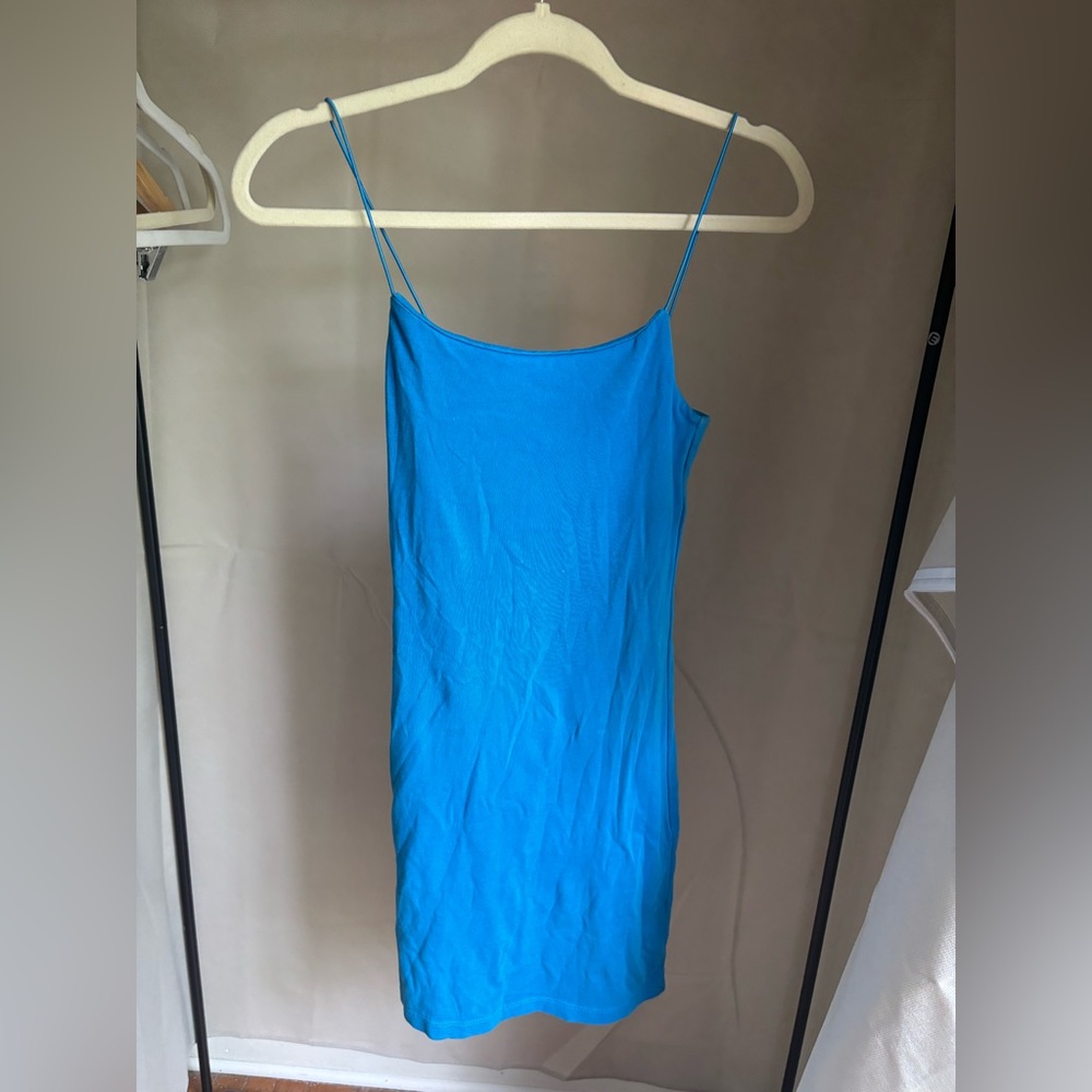Zara Blue Sleeveless Fitted Mini Dress